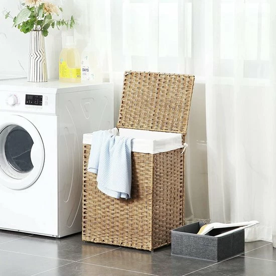 Goedkoop 🥰 Merkloos Wasmand Handgeweven, 90 L, Wasmand Gemaakt Van Synthetisch Rotan, Met Deksel En Handvatten, Opvouwbaar, Waszak Afneembaar, Natuurlijke Kleur LCB51NL ⭐ 8 Goedkoop 🥰 Merkloos Wasmand Handgeweven, 90 L, Wasmand Gemaakt Van Synthetisch Rotan, Met Deksel En Handvatten, Opvouwbaar, Waszak Afneembaar, Natuurlijke Kleur LCB51NL ⭐ - Afbeelding 8