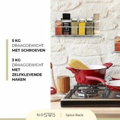 Coupon 🔥 Noswo Kruidenrek Ophangbaar - Kruidenrek Voor Kruidenpotjes - Keukenrek Hangend - RVS - 4 Stuks - Zilver 😍 -Dyson-winkel 550x550 291