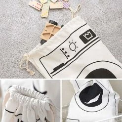 Goedkoopste 🎁 Merkloos Allernieuwste Grote Waszak Met Wasmachine Print - Wasgoed Opbergtas Met Trekkoord - Badkamer Was Zak Groot - Laundry Bag - Wit-zwart - 65 X 47 Cm 🎉 -Dyson-winkel 550x550 314