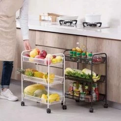 Goedkoop 🔔 Buxibo Opbergrek 3 Laags Op Wieltjes Met Vakken - Keukentrolley Op Wielen - Badkamer/Keuken/Kamer Opbergrek - Nisrek - 45cmx37cmx63cm - Zwart 🔥 -Dyson-winkel 550x550 410