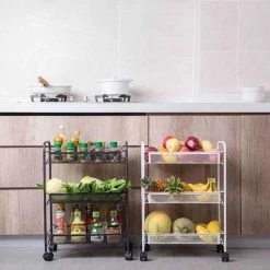Goedkoop 🔔 Buxibo Opbergrek 3 Laags Op Wieltjes Met Vakken - Keukentrolley Op Wielen - Badkamer/Keuken/Kamer Opbergrek - Nisrek - 45cmx37cmx63cm - Zwart 🔥 -Dyson-winkel 550x550 414