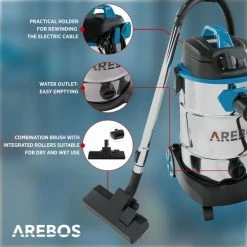 Begroting 🎁 AREBOS Industriële Stofzuiger 5IN1 Stofzuiger Nat- & Droogzuiger 1600W Stofzuiger 30L Blauw ✔️ -Dyson-winkel 550x550 420