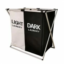 Begroting ⌛ Buxibo Wasmand 2 Vakken - Wassorteerder - Wasmanden - Opvouwbaar - Wasbox - 90L - Laundry Basket - Dubbele Wasmand 🎁