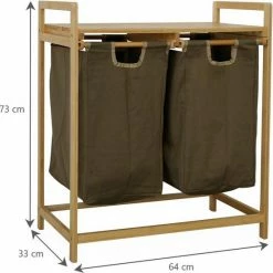 Begroting ❤️ IVOL Wasmand Bamboe Met 2 Vakken Legergroen - Wassorteerder 2 Vakken 🥰 -Dyson-winkel 550x550 485