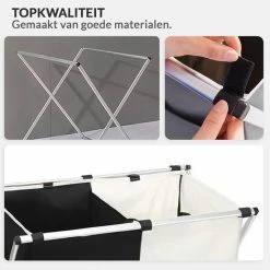 Begroting ⌛ Buxibo Wasmand 2 Vakken - Wassorteerder - Wasmanden - Opvouwbaar - Wasbox - 90L - Laundry Basket - Dubbele Wasmand 🎁 -Dyson-winkel 550x550 50