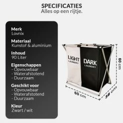 Begroting ⌛ Buxibo Wasmand 2 Vakken - Wassorteerder - Wasmanden - Opvouwbaar - Wasbox - 90L - Laundry Basket - Dubbele Wasmand 🎁 -Dyson-winkel 550x550 51