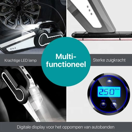 Promo 🛒 Essential Goods Kruimelzuiger - 2 In 1 Bandenpomp - Incl. Zaklamp - Draadloos - Luchtcompressor - Zwart - Inclusief 2x HEPA Filters ⌛ 6 Promo 🛒 Essential Goods Kruimelzuiger - 2 In 1 Bandenpomp - Incl. Zaklamp - Draadloos - Luchtcompressor - Zwart - Inclusief 2x HEPA Filters ⌛ - Afbeelding 6