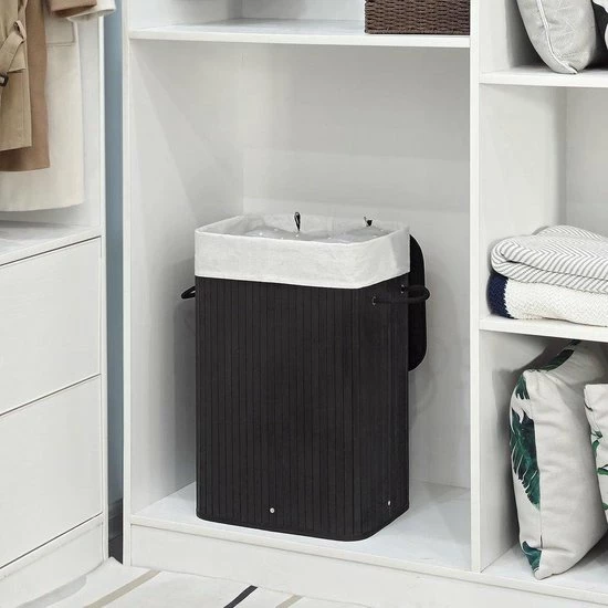 Uitgang 🎁 Wooners Wasmand Met Deksel 60 L - Bamboe - Zwart 🤩 9 Uitgang 🎁 Wooners Wasmand Met Deksel 60 L - Bamboe - Zwart 🤩 - Afbeelding 9