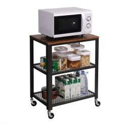Korting ๐ Acaza Verrijdbaar Tafeltje Keuken Kast Met Wielen - Verrijdbaar Serveer Keukenrek Op Wielen - Zwart Tafeltje Rek Met Wieltjes - Serveerwagen Bijzet ๐งจ