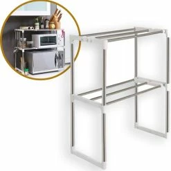 Uitgang 🌟 Kitchen Princess KitchenPrince Keukenrek - Magentron Houder - Opbergrek - Opbergrek - Kruidenrek - Keukenrek Staand - Keuken Organizer - Antislip - Magnetron Standaard ❤️