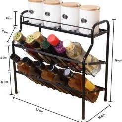 Gloednieuw 🔔 Zindoo Kruidenrek Zwart 3-laags Staand - Specerijen Rek - Kruiden Rek - Duurzaam RVS - Anti Slip Onderzijde - Specerijenstandaard – Keukenorganizer - Spice Rack - Kitchen Rack - Spice Organizer Keukenaccessoire - ZIN-SR05 👍 -Dyson-winkel 550x571 4