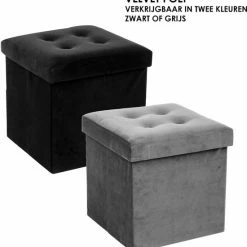 Goedkoopste ⌛ Wooners Hocker Met Opbergruimte - Opbergpoef - Zwart Velvet - H38 X B38 Cm 😀 -Dyson-winkel 550x575 1