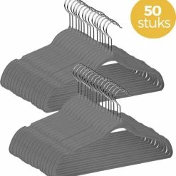 Gloednieuw ๐ LifeGoods Kledinghangers - 50 Stuks - Antislip - Buigbaar - Grijs/Velvet ๐