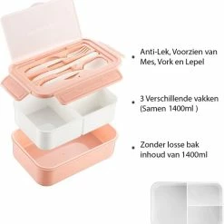 Begroting 👏 Consumerce® Premium Lunchbox Met 3 Vakken En Bestek Roze – Lunchbox Volwassenen – Japanse Bento Box – Lunchbox Kinderen – Lunchbox Volwassenen Compartimenten – Brooddoos Volwassenen – Broodtrommel – Lunchtrommel – Salade Lunchbox – Saladebox 🧨 -Dyson-winkel 550x576 3
