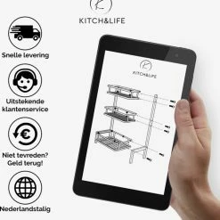 Kopen ⌛ Kitch&Life Luxe Kruidenrek RVS – Badkamerrek – Opbergrek – Keukenrek – Kruidenrek Staand – Keuken Organizer – 3-laags – Zwart 😀 -Dyson-winkel 550x586