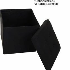 Goedkoopste ⌛ Wooners Hocker Met Opbergruimte - Opbergpoef - Zwart Velvet - H38 X B38 Cm 😀 -Dyson-winkel 550x594