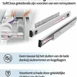 Coupon 🧨 TomorrowNow® 3-Delige Set Inbouw Schuiflades Voor Keukenkast - 50 Cm - Met SoftClose Geleiderails - Met Antislip ✔️ -Dyson-winkel 550x605