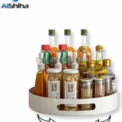 Beste Pirce 😍 AlShiha® Organizer - Draaiplateau - Wit - Aanrecht Organizer- Badkamer Organizer - Aanrecht Organiser - Opbergrek - Make Up Organizer - Kruidenrek - Kast Organizer - Kruidenrek - Keukenkast - Keuken Organizers 🌟