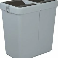Gloednieuw 🛒 Motek® - Prullenbak - Prullenbak Afvalscheiding - 40 Liter+40 Liter=80 Liter - Gemaakt Van 100% Gerecycled Kunststof - Grijs 🧨