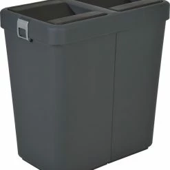 Gloednieuw 🛒 Motek® - Prullenbak - Prullenbak Afvalscheiding - 40 Liter+40 Liter=80 Liter - Gemaakt Van 100% Gerecycled Kunststof - Grijs 🧨 -Dyson-winkel 550x624