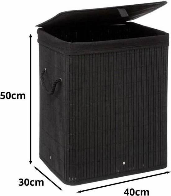 Uitgang 🎁 Wooners Wasmand Met Deksel 60 L - Bamboe - Zwart 🤩 3 Uitgang 🎁 Wooners Wasmand Met Deksel 60 L - Bamboe - Zwart 🤩 - Afbeelding 3