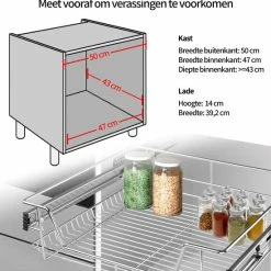 Coupon 🧨 TomorrowNow® 3-Delige Set Inbouw Schuiflades Voor Keukenkast - 50 Cm - Met SoftClose Geleiderails - Met Antislip ✔️ -Dyson-winkel 550x632 2