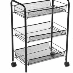 Goedkoop 🔔 Buxibo Opbergrek 3 Laags Op Wieltjes Met Vakken - Keukentrolley Op Wielen - Badkamer/Keuken/Kamer Opbergrek - Nisrek - 45cmx37cmx63cm - Zwart 🔥