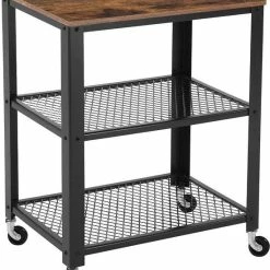 Beste Pirce ✨ Acaza Verrijdbaar Tafeltje Keuken Kast Met Wielen - Verrijdbaar Serveer Keukenrek Op Wielen - Zwart Tafeltje Rek Met Wieltjes - Serveerwagen Bijzet 🧨