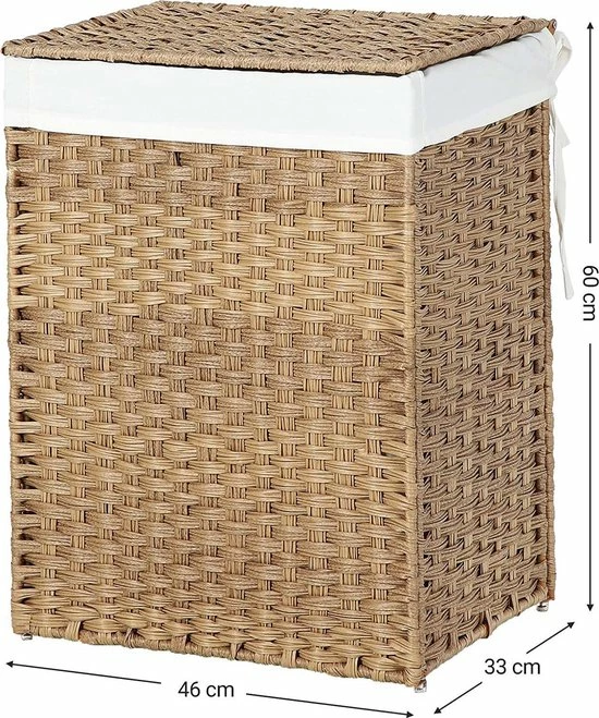 Goedkoop 🥰 Merkloos Wasmand Handgeweven, 90 L, Wasmand Gemaakt Van Synthetisch Rotan, Met Deksel En Handvatten, Opvouwbaar, Waszak Afneembaar, Natuurlijke Kleur LCB51NL ⭐ 6 Goedkoop 🥰 Merkloos Wasmand Handgeweven, 90 L, Wasmand Gemaakt Van Synthetisch Rotan, Met Deksel En Handvatten, Opvouwbaar, Waszak Afneembaar, Natuurlijke Kleur LCB51NL ⭐ - Afbeelding 6