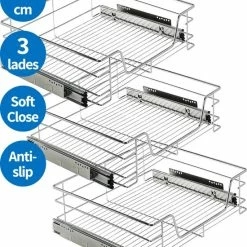 Coupon 🧨 TomorrowNow® 3-Delige Set Inbouw Schuiflades Voor Keukenkast - 50 Cm - Met SoftClose Geleiderails - Met Antislip ✔️