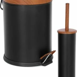 Beste Pirce ๐ฅ Tiss® - Pedal Bin Classic Pedaalemmer - 2-delig- Badkamer En Toilet- 5 L - Prullebank - Zwart / Bruin - Metaal / Bamboe - Rond ๐