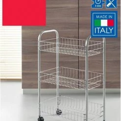 Goedkoop 🎉 Metaltex - Multifunctionele Trolley Lugano - Zilvergrijs - Op Wielen - 5 Jaar Garantie - 3 Manden 💯 -Dyson-winkel 550x711