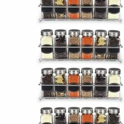 Coupon 🔥 Noswo Kruidenrek Ophangbaar - Kruidenrek Voor Kruidenpotjes - Keukenrek Hangend - RVS - 4 Stuks - Zilver 😍