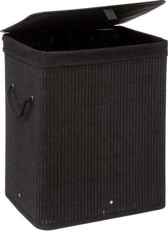 Uitgang 🎁 Wooners Wasmand Met Deksel 60 L - Bamboe - Zwart 🤩 1 Uitgang 🎁 Wooners Wasmand Met Deksel 60 L - Bamboe - Zwart 🤩