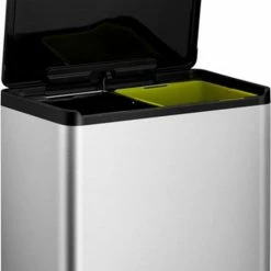 Goedkoopste 👏 EKO EcoCasa III Recycling Prullenbak - 15 + 15 L - Mat RVS 👍